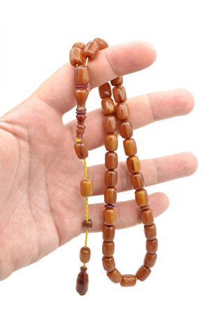 Ebu Sırr İmzalı Kapsül Kesim Damarlı Sarı Katalin Tesbih