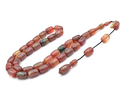 Fares İmzalı Kapsül Kesim Karışık Renk Sıkma Kehribar Tesbih