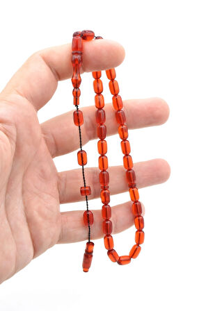 Usta İşi Sistemli Kapsül Kesim Bilek Boy Turuncu Ateş Kehribar Tesbih