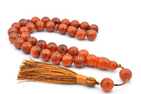 Saçaklı Küre Kesim Dev Boy Turuncu Siyah Katalin Tesbih