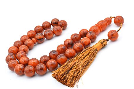 Saçaklı Küre Kesim Dev Boy Turuncu Siyah Katalin Tesbih