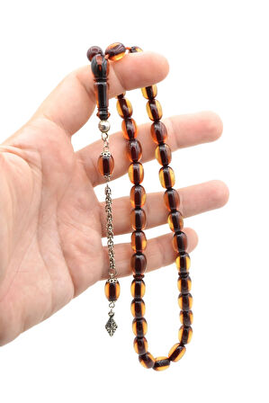 Usta İşi Havşalı Kapsül Kesim Bej Sıkma Kehribar Tesbih