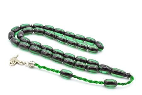 Sistemli Havşalı Kapsül Kesim Turkuaz Sıkma Kehribar Tesbih