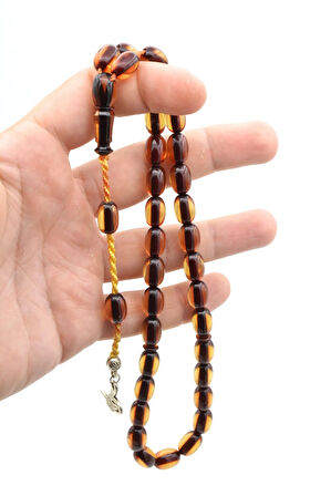 Sistemli Havşalı Kapsül Kesim Bej Sıkma Kehribar Tesbih