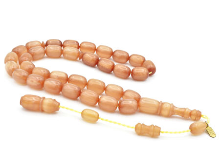 Hakkı Usta İmzalı Kapsül Kesim Simli Beyaz Sıkma Kehribar Tesbih