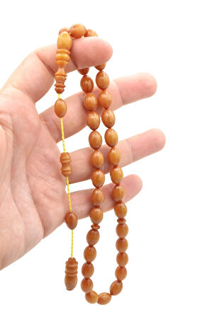 Hakkı Usta İmzalı Beyzi Kesim Sarı Beyaz Katalin Tesbih