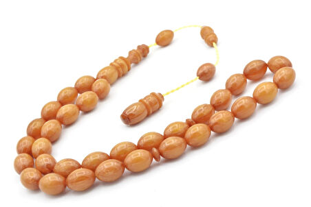 Hakkı Usta İmzalı Beyzi Kesim Sarı Beyaz Katalin Tesbih