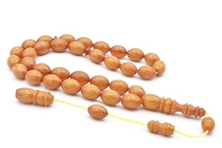 Hakkı Usta İmzalı Beyzi Kesim Sarı Beyaz Katalin Tesbih