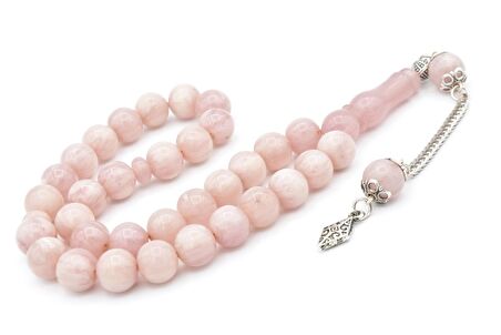 Gümüş Kaplamalı Küre Kesim Hareli Beyaz Katalin Tesbih