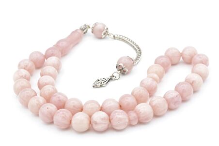 Gümüş Kaplamalı Küre Kesim Hareli Beyaz Katalin Tesbih