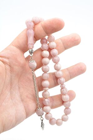 Gümüş Kaplamalı Küre Kesim Hareli Beyaz Katalin Tesbih