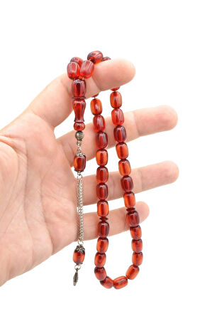 Gümüş Kaplamalı Kapsül Kesim Açık Kırmızı Katalin Tesbih