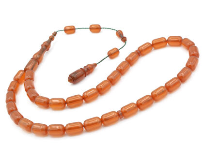 Ebu Şems Usta İşi Kapsül Kesim Sarı Zar Kehribar Tesbih