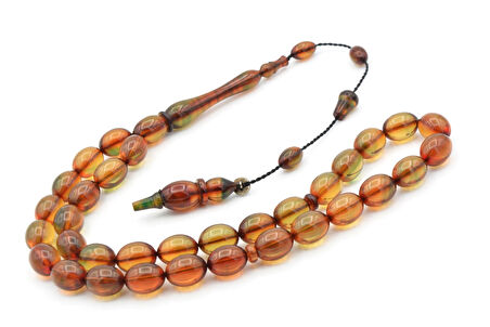 Murat Akbulut İmzalı Beyzi Kesim Mavi Ateş Kehribar Tesbih