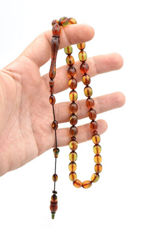 Murat Akbulut İmzalı Beyzi Kesim Mavi Ateş Kehribar Tesbih