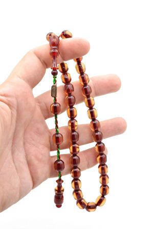 Zeyzun İmzalı Kapsül Kesim Şeffaf Sıkma Kehribar Tesbih