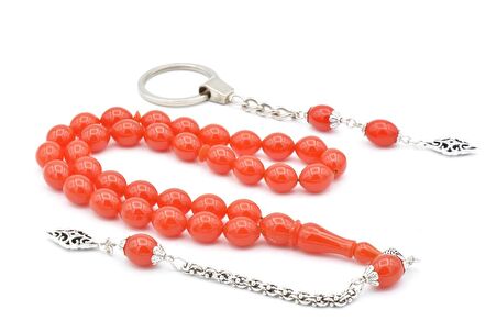 Özel Kutusunda Anahtarlıklı Beyzi Kesim Turuncu Katalin Tesbih Seti