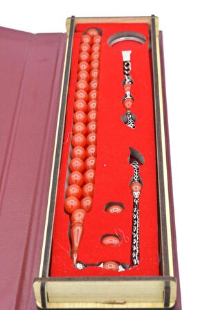 Özel Kutusunda Anahtarlıklı Beyzi Kesim Turuncu Katalin Tesbih Seti