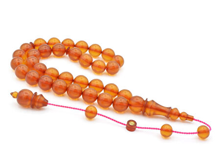 Ömer Mekik İmzalı Küre Kesim Sarı Ateş Kehribar Tesbih