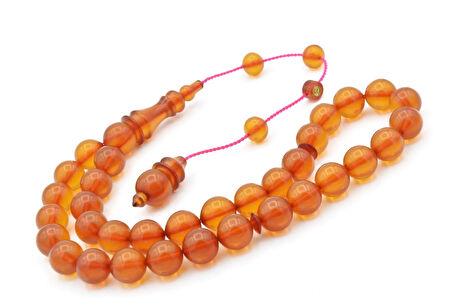 Ömer Mekik İmzalı Küre Kesim Sarı Ateş Kehribar Tesbih