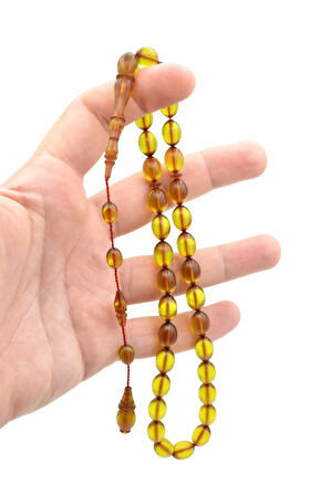 Ahmet Mstef Yapımı Beyzi Açık Yeşil Ateş Kehribar Tesbih