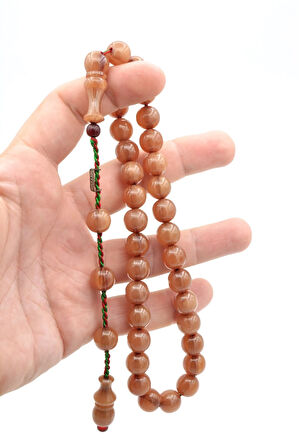 Zeyzun İmzalı Küre Kesim Beyaz Sıkma Kehribar Tesbih 003