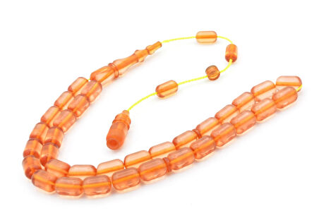 Hacı Tüver İmzalı Kapsül Pembe Ateş Kehribar Tesbih