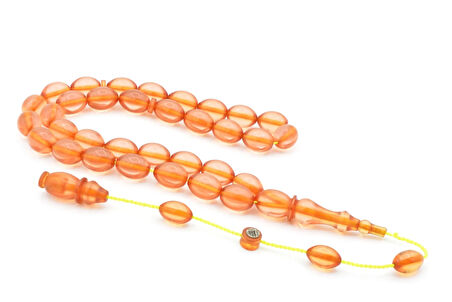 Hacı Tüver İmzalı Beyzi Pembe Ateş Kehribar Tesbih