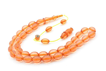 Hacı Tüver İmzalı Beyzi Pembe Ateş Kehribar Tesbih