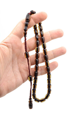 Cüneyd Usta Yapımı Kapsül Mavi Sıkma Kehribar Tesbih