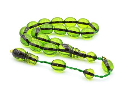 Enes Abdo İmzalı Beyzi Kesim Yeşil Sıkma Kehribar Efe Maskot Tesbih