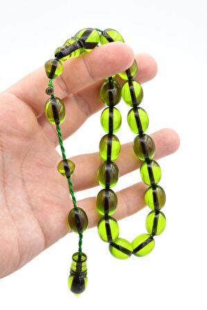 Enes Abdo İmzalı Beyzi Kesim Yeşil Sıkma Kehribar Efe Maskot Tesbih