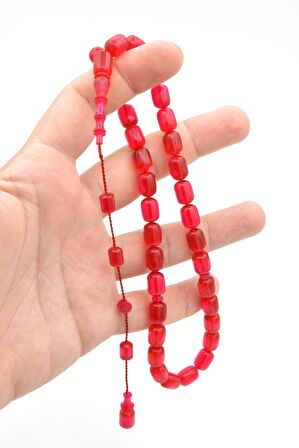 Bünyamin Usta İmzalı Kapsül Pembe Ateş Kehribar Tesbih