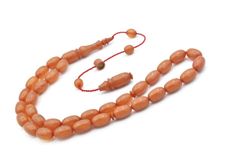 Şevket Buğurca İmzalı Arpa Kesim Sarı Sıkma Kehribar Tesbih