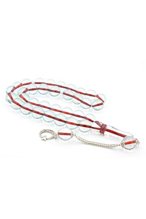 Kokulu İri Boy Küre Kesim Açık Mavi Toz Kehribar Tesbih 14 Mm