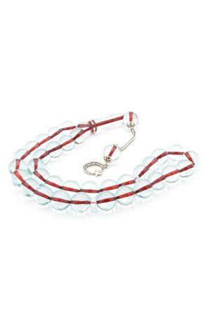 Kokulu İri Boy Küre Kesim Açık Mavi Toz Kehribar Tesbih 14 Mm