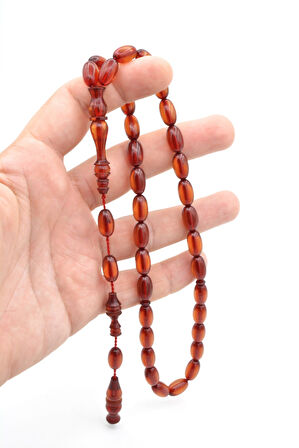 Lale Model İmameli Arpa Kesim Koyu Sarı Sıkma Kehribar Tesbih