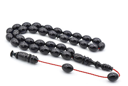 Usta İşçilikli Sistemli Beyzi Kesim Lacivert Sıkma Kehribar Tesbih