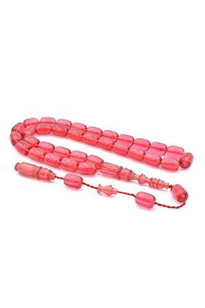 Usta İşçilikli Sistemli Kapsül Kesim Pembe Sıkma Kehribar Tesbih