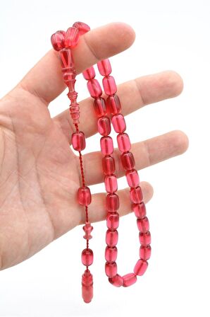 Usta İşçilikli Sistemli Kapsül Kesim Pembe Sıkma Kehribar Tesbih