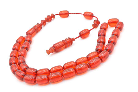 Usta İşçilikli Sistemli Kapsül Kesim Turuncu Sıkma Kehribar Tesbih