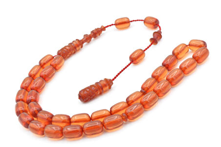 Kalem İşi İmameli Kapsül Kesim Bej Sıkma Kehribar Tesbih