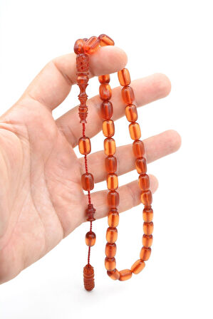 Kalem İşi İmameli Kapsül Kesim Bej Sıkma Kehribar Tesbih