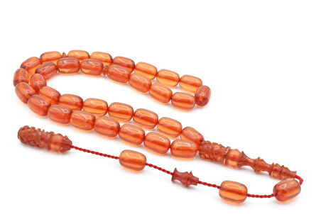 Kalem İşi İmameli Kapsül Kesim Bej Sıkma Kehribar Tesbih