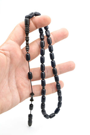 Usta İşçilikli Sistemli Kapsül Kesim Lacivert Sıkma Kehribar Tesbih