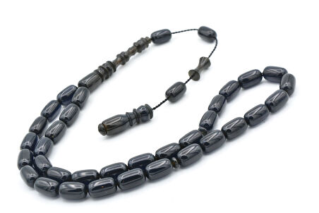 Usta İşçilikli Sistemli Kapsül Kesim Lacivert Sıkma Kehribar Tesbih