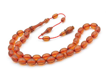 Sinan Usta Yapımı Beyzi Bilek Boy Zeytin Yeşili Sıkma Kehribar Tesbih