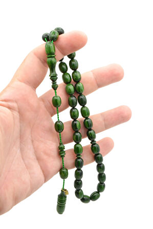 Ebu Sırr İmzalı Beyzi Kesim Damarlı Yeşil Katalin Tesbih