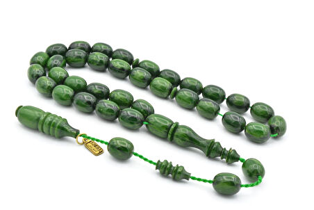 Ebu Sırr İmzalı Beyzi Kesim Damarlı Yeşil Katalin Tesbih