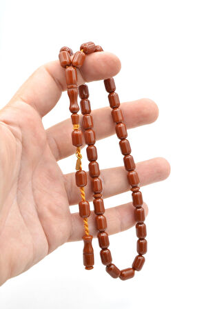 Hakkı Usta İmzalı Kapsül Kesim Turuncu Sıkma Kehribar Tesbih